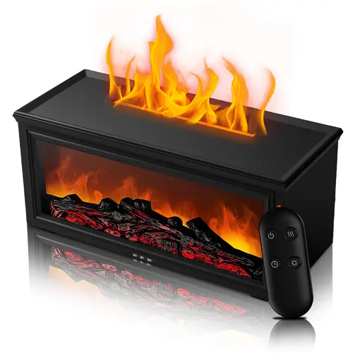 Fireplace Flame Air Diffuser Humidifier,7 Colors Aromatherapy Essential Oil Diffuser,Ultrasonic Aroma Humidifier with Timer for Home,Bedroom,Office,Yoga (Black, L),sohochic
