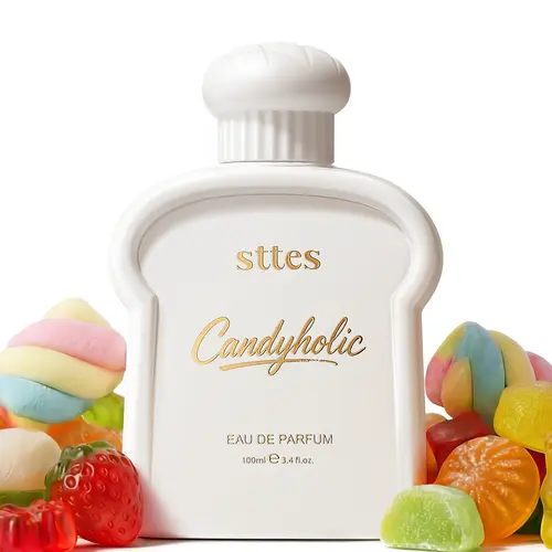Sttes Candyholic Women's Eau de Parfum, 3.4 Fl Oz/100ml Gourmand Signature Scent - Perfume for Women with Cotton Candy Sweetness Feels Playful, Butterscotch, Caramel & Vanilla, Long-Lasting Gift, Beauty Products, Caramel And Vanilla Add Warmth