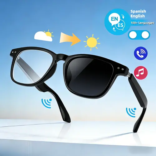 VUB Casual AI Smart Glasses - Plastic Frame, Magnetic Auto-Adjusting Polarized Lens (Cuts Glare), Blue Light Blocking, Built-In Bluetooth Speakers & Mics, Battery-Powered, Eye Care, Commute-Work-Travel Ready, Hands-Free Calls on the Go