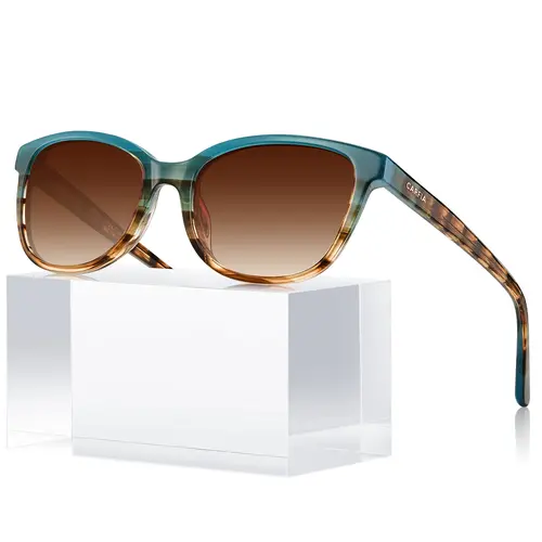 CARFIA Women's Designer Full Rim TAC Polarized Eyewear - 1 Size, Hypoallergenic Handmade Italian Acetate, UV400 Blocker, Everyday Luxury, Designer-Inspired, Fits Most Face Shapes, Anniversary Edition, Ideal for Driving/OOTD, Additional Hard Protection Box