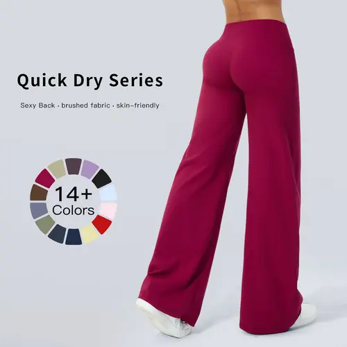 TENWOLF Lady Solid Wide-Leg Cut Bottoms, Loose Fit Nylon Spandex Blend Athleisure Wear for Casual Gym Workouts, Bottom, Clothes, Casual Comfy Pants, Sporty Chic, Universal, Cold Wash, Basic, Workout Outfit Inspo