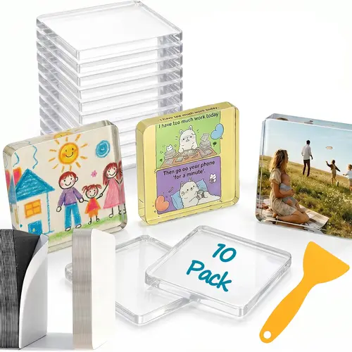 Magnetic Photo Frames 2"x2" Clear Acrylic DIY Fridge Magnets with Adhesive Backing – Square Magnets for Crafts, Kitchen, Classroom, Party & Office Decoration Back to School College Dorm Essentials #HomeEssentials #TikTokShopBackToSchool
