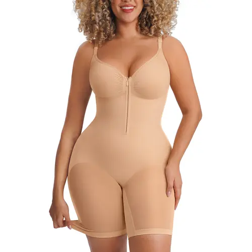 FeelinGirl Tummy Control Butt Lifting Shapewear for Women - Zip-Up Breathable Seamless Bodysuit with V-Neck and Adjustable Straps newarrivals SohoChic