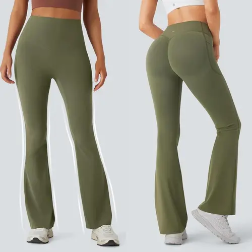 Women's High Waisted Bootcut Leggings - Scrunch Butt Lifting, Tummy Control, UltraSculpt Breathable Fabric, Handsfree Pockets, No Front Seam, Elastic Fit, Flare Design, S-2XL, Flare Leggings