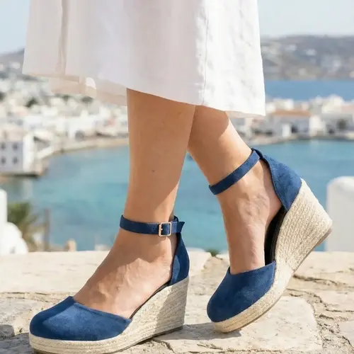 Faux Suede Braided Wedge Shoes, Round Toe Design, Stylish Elegant Classy Versatile Essential Item, High Heels, Perfect with Flowy Sun Dress, Slim Pants, Jeans, Beach Vacation Style