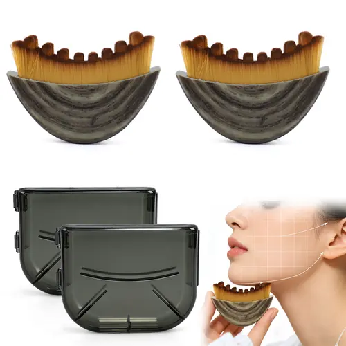 2-Count Ergonomic Lymphatic Contour Face Brush, Facial Slimming & Massage Tools for Jawline & Chin Firming/Lifting, Dry Brushing Routine Tool for Fatigue Relief, At-Home Self-Care Beauty Upgrade for Daily Glow Prep