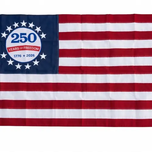 QLASH 250th Anniversary USA Flag 3x5 Ft, True Double-Sided Embroidered 2026 American Commemorative Flag, 210D Heavy Duty Nylon for Indoor Outdoor