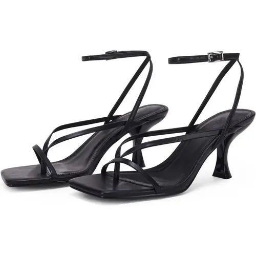 Coutgo Women's Elegant Lace-Up Heels, Strappy Square Toe Block Heel Dress Shoes for Party and Special Occasions, Elegant Sandals, Party Footwear, Women's Sandals, Shoes For Women,sohochic