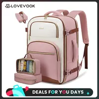 LOVEVOOK Travel Backpack for Women, 40L & 50L Airline Approved Carry On Backpack Luggage with 3 Packing Cubes, TSA Personal Item Travel Bag, Waterproof Weekender Backpack Fits 17.3" Laptop