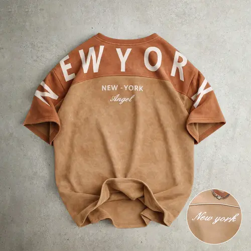 Men’s Fashion Casual Short-Sleeve T-Shirt Top, Skin-Friendly Breathable Suede-Like Fabric, Lettered Print Design, Loose Fit, Vintage Street Style, Suitable for Commuting, Casual Sports Wear, A Must-Have for Summer Outings,sohochic