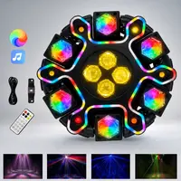 200W Moving Head DJ Light - 12-Arm Lighting Structure RGBW LED Aluminum Body, 4-in-1 Bee Eye RGBW Effect, Red/Green Laser, White & Amber Strobe, DMX-512 & Remote for Home Color Changing Commercial Lighting