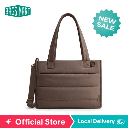 【NEW IN】BAGSMART Boxy Tote Bag for Women Crossbody Bag with Zipper 2 Size Handbag for Travel Work College Ultra Lightweight & Substantial Multi-pocket Design sohochic