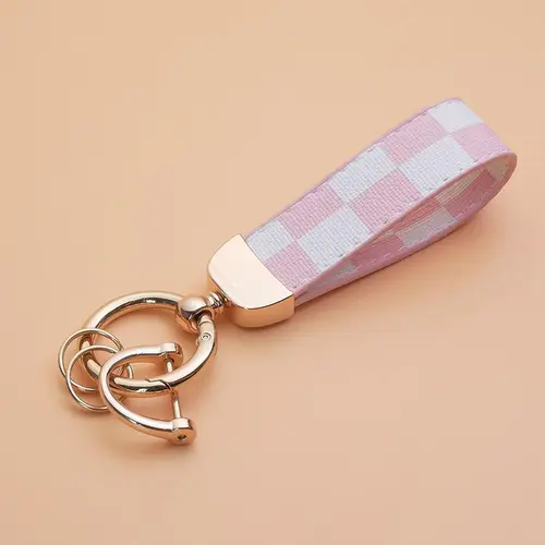 Printed PU Leather Metal Horseshoe Keychain with Split Ring (80x20mm) - Lightweight Unisex Keyrings for Keys, Portable Stylish Universal Car Accessory, Cool Gifts for Guys