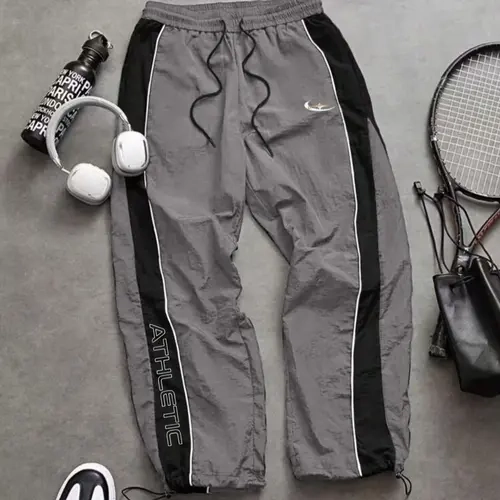 Men's Casual Sporty Long Pants, Loose Fit Elastic Cuff, Drawstring Sport Pants, Fashionable Print, Lightweight Fabric, Perfect for Daily Wear, Athleisure Style, Athleisure Design, Athletic Casual Trousers, Casual Fitness Pants, Athleisure Bottoms