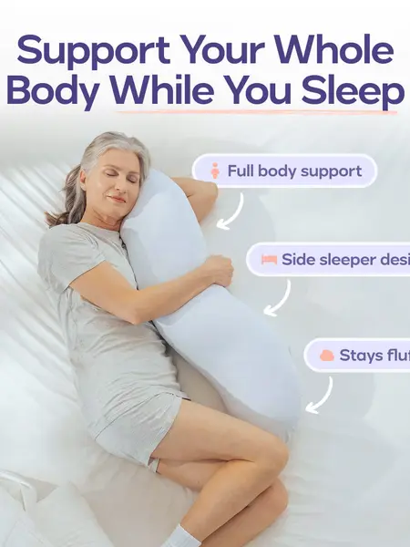 Mellow Sleep | BodyAlign & BodyAlign+ Pillow - Full Body Ergonomic Support Pillow for Back, Belly, Hips & Legs, Cooling Side Sleeper Pillow for Pregnancy, Maternity & Body Pain Relief