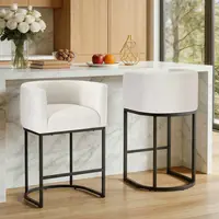 Sweetcrispy Fabric Barrel Counter Height Back Pad Armless Barstools - Easy-Assembled Single Seat Furniture, Durable Kitchen Island/Pub Dining Room Chairs, Multiple Height Options, Comfort Support