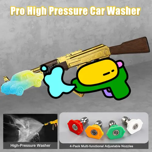 【New Version】Mr IRONSTONE High Pressure Washer with 3/8'' Quick Connector, Swivel Car Washer Toy with 5 Pressure Washer Nozzle Tips & Charing Station & Filter, Men's Gift, Father's Day Gift