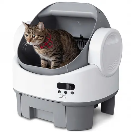 Warcat Next-Gen Automatic Open-Top Cat Litter Box - Self-Cleaning Model with 360° Safety Protection, Reliable Sensors, 8L Capacity, APP-Free Design for Seniors, Odor Control, Paw-Tail Protection, 24lb Capacity Support #tiktokshopsummersale #summersale,soh