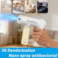 GeniKiss Nano Blue Light Probiotic Deodorizer, indoor odor removal, pet deodorant. Bio-enzymes break down urine, disinfect and deodorize, Plant-extracted, safe and non-toxic for pets, Floral scent Air Freshener Spray