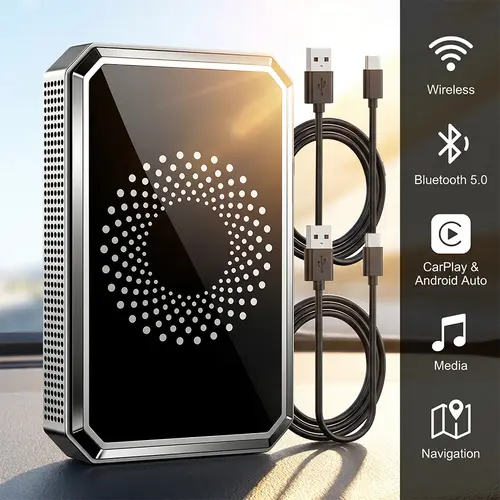 【ToolUpgrade】 CarPlay Magic Video Box 3-in-1 Wireless Adapter, CarPlay Dongle with USB Drive, Not Compatible with Tesla BMW, Carplay Dongle Connectivity, Portable Carplay Adapter, Carplay Streaming Adapter, Wirefree Carplay Adapter