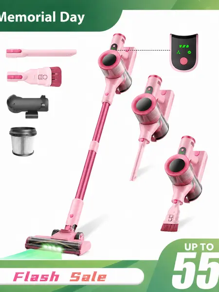 【stockup】 SummerWins S2 Cordless Stick Vacuum Cleaner, 350W Brushless Motor, 55-Min Energy Save Runtime, 8-in-1 Self-Standing with Green LED, Anti-Tangle Rechargeable, Deep Cleaning House Supplies for Floors, Car Vacuum for Car Interior Cleaning,sohochic
