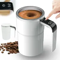 Automatic Stirring Cup Tumbler - 304 Steel Reusable Magnetic Stirring Drinkware with Temperature Display, Spill-Proof Design, 1-Click Operation, Suitable for Home, Office Use (No Heating Function, Portable Kitchenware Set),sohochic