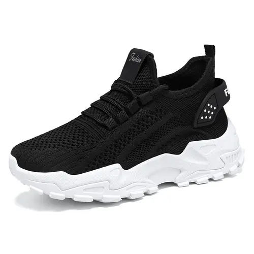 OFIREND Women's Sporty Chic Knit Fabric Trainers - Off Court Style Casual Trainers, Sportswear Thick Sole Sneakers, Lightweight Breathable Everyday Walk Ready Street Style Shoes sleek tennis footwear,sohochic