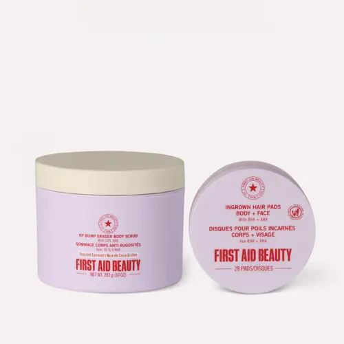 First Aid Beauty TTS Exclusive Smooth Body Bundle: KP Bump Eraser Body Scrub 10oz & Ingrown Hair Pads Travel Size