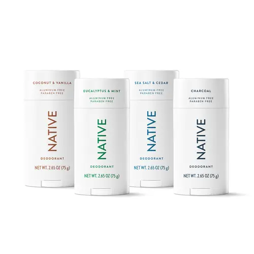 NATIVE Aluminum-Free Deodorant Stick Discovery Set – 4-Pack, 2.65 oz, 72HR Odor Protection