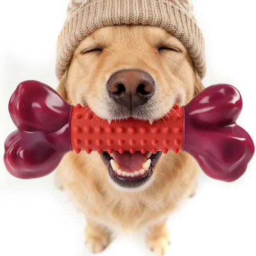 Apasiri Tough Dog Toys for Aggressive Chewers Beef Flavor: 8" Dog Chew Bone for Large Breed, Nylon & Rubber Chew Toy for Medium Large Dogs