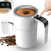 Rechargeable Self-Stirring Coffee Mug, No heating/thermostatic function,Auto Magnetic Mixing, Temperature Display(No Heating), 304 Stainless Steel, Double-Wall Insulated, Leak-Proof Travel Cup with Lid for Coffee, Milk, Protein Shakes,sohochic