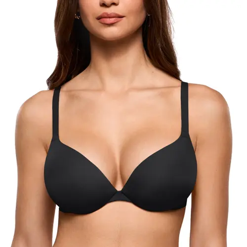 INLYRIC Women's Teardrop Push Up Bra Padded Supportive Underwire Add 1 Cup Seamless Tshirt Sexy Lift Up Plunge Bras Fit Foam Elastic Smooth Straps Womenswear
