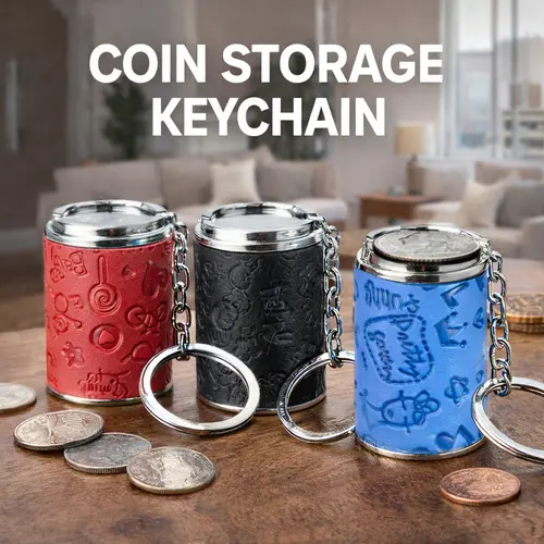 Mini Coin Bank 2-in-1 Fidget Stress Relief & Portable Coin Storage Loose Change Holder Secure Snap Closure Keychain Perfect for Daily Carry Satisfying Coin Drop Feel Piggy Bank