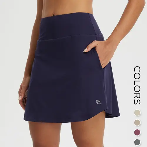 BALEAF Women's 18" Uneven Cut Designer High Waisted Silk-like Polyester Skorts for Tennis Golf Pickleball  with Liner Shorts and Pockets, Quick Dry Comfy UPF 50+ Sun Protection Active Skirts for Running Gym Travel Outdoor Casual Daily Wear Multi-Purpose t