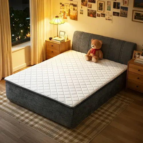 HOOOWOOO All-in-One Bed with Removable Zip-On Headboard, Hybrid Memory Foam Mattress in a Box, Cloud Plush Corduroy, Twin, Full, Queen Sizes, Medium Firm Support, No Assembly Required, No Bed Frame Needed