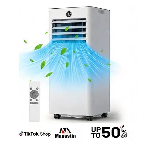 MANASTIN 8000-10000 BTU EasyCool Portable AC Unit - Multi-Function Air Conditioner with Dehumidifier, Remote Control, Digital LED Shows Settings, 24H Timer, Sleep Mode, Window Kit for Bedroom, Home Office (Cools 350 Sq Ft)