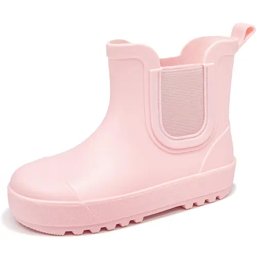 Kids' Chelsea Rain Boots - Waterproof PVC Rubber Pull-On Slip-On Footwear, Ankle-Height No Heel Round Toe Lightweight Wide-Opening Design Boots for Toddlers, Outdoor & Farm Use,sohochic
