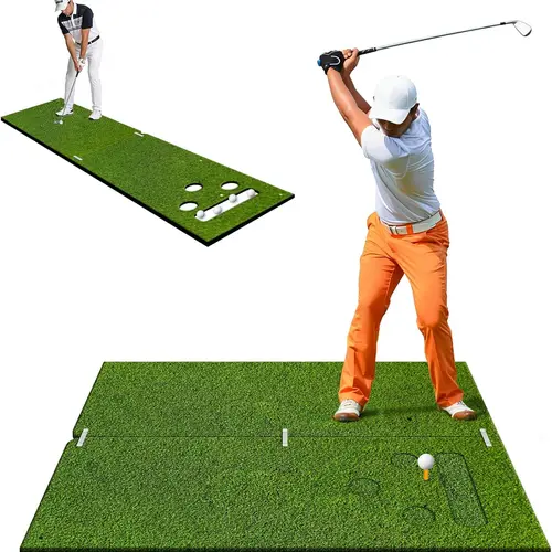 Dual-Mode Hitting & Putting Mat - 30mm/25mm Thick High-Elasticity Artificial Turf Unisex EVA Foam Golf Equipment, Golf Training Accessory for Garage Simulator Chipping Driving, Indoor/Outdoor Use w/2 Tees,sohochic