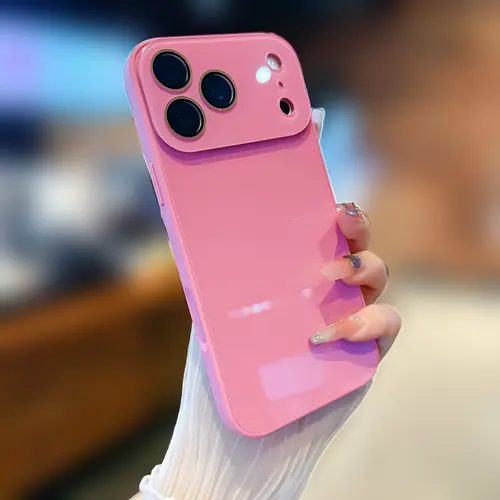 Luxury Crystal Texture Smartphone Case - Skin-Feeling Solid Color Handheld Casing, Protective Accessory Compatible with iPhone17/16/15/14/13 Pro Max Series