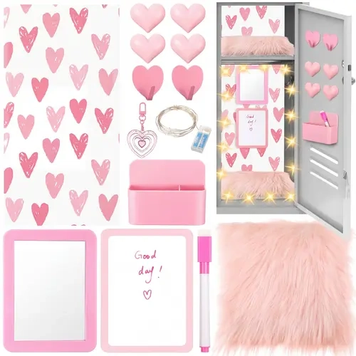 School Locker Decorations Accessories Back to School Essential with Locker Magnetic Wallpaper Mirror Rug Shelf Organizer Whiteboard Marker Pen Holder Magnets Other Accessories Suitable for Various Ages First Day of School Locker Decorations
