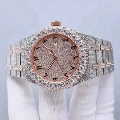 Men's Automatic Iced Out Watch with CZ Moissanite Design, Water Resistant Bling Fashion Accessory, Gift for Boyfriend, Stylish Watch, Fashionable Waterproof Wristwatch, Gifts For Boyfriend, Men's Accessories