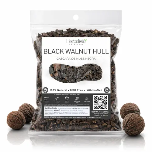 Herbalista Wildcrafted Black Walnut Hull Loose Leaf Herbal Tea Beverage 4 oz (114g) - Cascara de Nuez Negra, Minimally Processed, Caffeine Free, Non-GMO, Additive Free - For Digestive & Skin Wellness (Wildcrafted Source)
