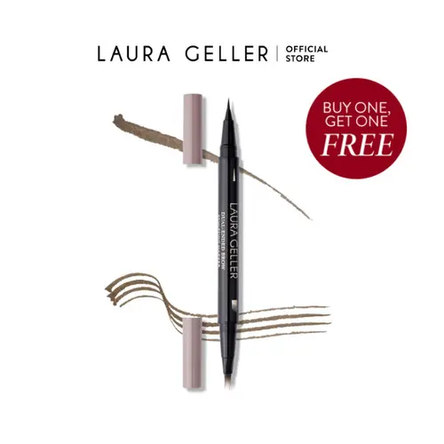 Laura Geller BOGO Deal - Dual-Ended Brow Sculpting Marker Dark Brown Eyebrow Shaper Set Cosmetic Eyebrow Pencil Thickener for Fuller Brows