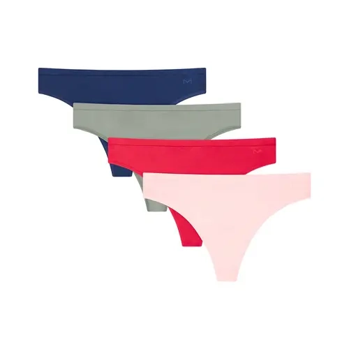 Maidenform Thong Underwear Mid-Rise Panties for Women, Buttery Soft Microfabric No Visible Panty Lines Fit-Flexible Waistband Everyday Essential Select from 1 Pack or 4 Pack