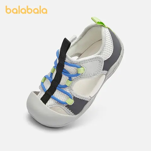 Balabala Boys' PVC Closed-Toe Flat Sandals for 10-11 Years Children - Lightweight Casual Walking Footwear, Anti-Collision Round Toe Cap, Secure Hook-and-Loop Straps, No-Heel Summer Design,sohochic