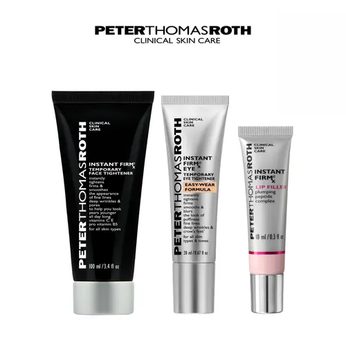 Peter Thomas Roth Instant FirmX Best Sellers 3-Piece Bundle with Easy Wear Eye Tightener, Face Tightener, and Lip Filler