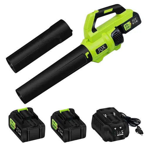 JQX Cordless Electric Leaf Blower, 21V 4000mAh Battery, Quick Charger, Turbo Dual-Speed Motor, 2-Gear Setting, Ergonomic Handle, 580 CFM Blast, Cordless Power Frees You From Outlets, 2-Speed for Precise Jobs, Efficient for Cleaning Leaves, Snow Removal