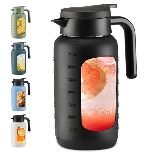 WINSA 68 oz Glass Pitcher with Lid and Handle, Glass Carafe/Jug for Hot/Cold Water, Large Iced Tea Pitcher for Coffee, Juice and Homemade Beverage