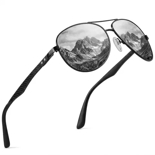 ZENOTTIC Men's Classic Wide-Fit Polarized Sports Sunglasses with Carbon Fiber Temples, UV400 Protection, Wide Temp Flex, TAC Lenses, Rim Locks, Chic Design for Driving & EDC Gear