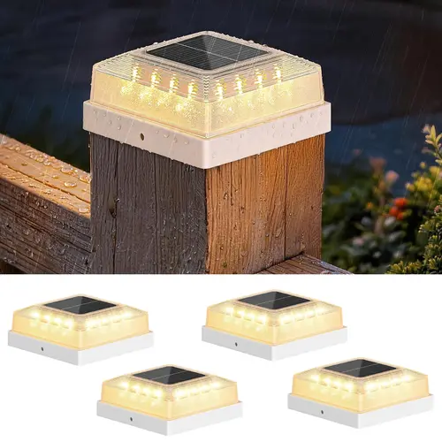 【Clearance】MATULSA 4/8-Pack Solar Power LED Post Cap Lights, Outdoor Waterproof Set with 2 Lighting Modes, Versatile 3 Color Changing Design for 4×4 Wood/Vinyl Posts, Ideal for Garden Patio,sohochic
